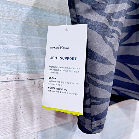 Old Navy Active Light Support PowerSoft Longline Sports Bra Black Zebra Small - Picture 3 of 8